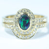 Natural Australian Lighting Ridge Black Opal Wedding Set with Diamonds