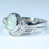 White Gold Opal Wedding Set Side View