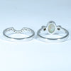 White Gold Opal Wedding Ring Set Rear View
