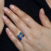 Natural Australian Boulder Opal and Diamond 14K White Gold Ring Size - 7 US Code  EM82