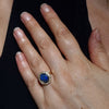 Lightning Ridge Black Opal and Diamond Gold Ring Size 6.25 Code - EM117