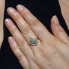 Ligthning Ridge Dark Opal and Diamond Gold Ring Size 7.75 Code - EM134