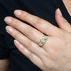 Coober Pedy Crystal Opal and Diamond Trilogy Gold Ring - Size 7.25 US Code EM103