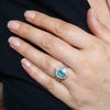 Australian Solid Black Crystal Opal & Diamond 14K White Gold Engagement and Wedding Ring Set - Size 6.5 Code - DWB20