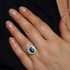 Lightning Ridge Solid Black Opal & Diamond Gold Engagement and Wedding Ring Set - Size 7.5 US Code DWB25