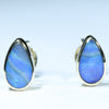 Natural Australian Solid Boulder Opal Gold Earring Studs (7.5 x 4.5mm) Code EE47