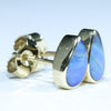Natural Australian Solid Boulder Opal Gold Earring Studs (7.5 x 4.5mm) Code EE47
