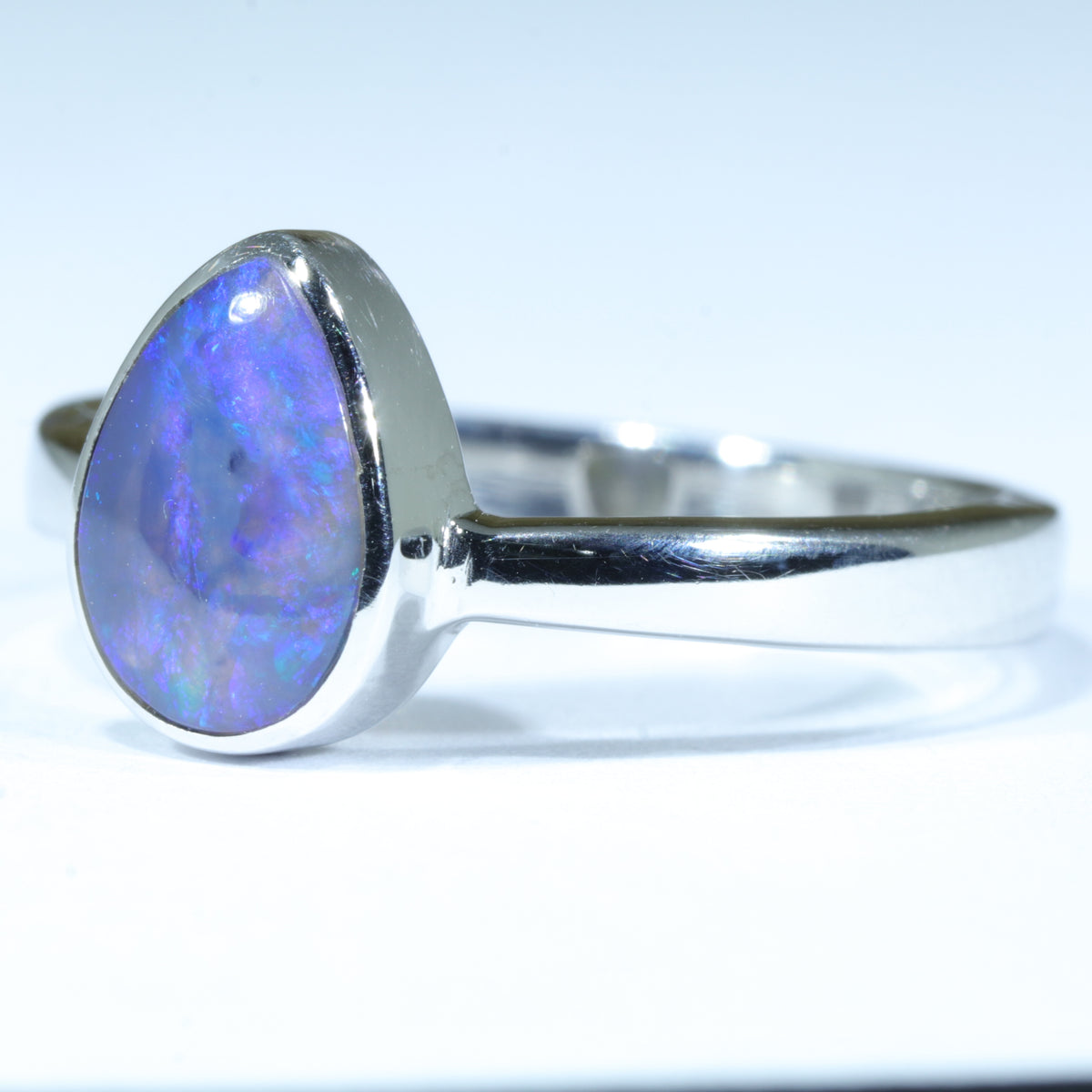 Australian Lightning Ridge Silver Opal Ring