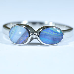 Natural Australian Queensland Boulder Opal Silver Ring