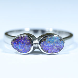 Natural Australian Boulder Opal Silver ring