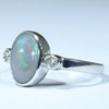 Sterling Silver - Solid Lighting Ridge Dark Opal - Natural Diamonds