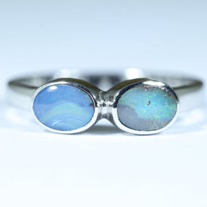 Natural Australian Boulder Opal Silver Ring