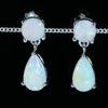 Natural Australian Coober Pedy White Opal Silver Stud Drop Earrings