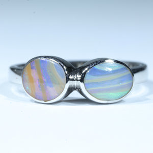 Natural Australian Boulder Opal Silver Ring