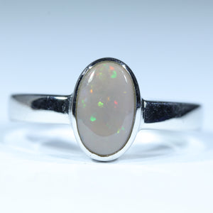 Natural Australian Lighting Ridge Silevr Opal Ring