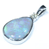 14k White Gold- Solid Lightning Ridge Dark Opal - Natural Diamond