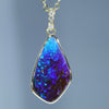 Stunning Queensland Boulder Opal Gold Pendant with Diamonds