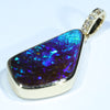 Natural Australian Boulder Opal and Diamond 18K Gold Pendant (21mm x 13mm) Code - AA154