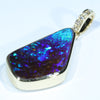 Natural Australian Boulder Opal and Diamond 18K Gold Pendant (21mm x 13mm) Code - AA154