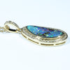 Natural Australian Boulder Opal and Diamond 18K Gold Pendant (17mm x 8mm) Code - AA156