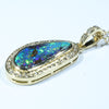 Natural Australian Boulder Opal and Diamond 18K Gold Pendant (17mm x 8mm) Code - AA156