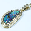 18k Gold - Solid Queensland Boulder Opal - Natural Diamonds