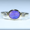 Natural Australian Lightning ridge Crystal Opal Gold and Diamond Ring