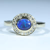 Lightning Ridge Black Opal and Diamond Gold Ring Size 6.75 Code - EM164