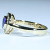 Lightning Ridge Black Opal and Diamond Gold Ring Size 6.75 Code - EM164