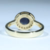 Lightning Ridge Black Opal and Diamond Gold Ring Size 6.75 Code - EM164