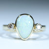 Natural Australian Lightning Ridge White Opal Gold and Diamond Ring