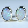 Natural Australian Crystal Opal Gold Stud Earrings