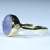 Lightning Ridge Solid Dark Cystal Opal and Diamond Gold Ring - Size 7.5 US Code - EM171