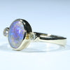 10k Gold - Solid Lightning Ridge Crystal Opal - Natural Diamonds