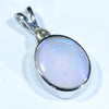 Australian Crystal Opal and Diamond Silver Pendant with Silver Chain (11mm x 9mm)  Code - FF218