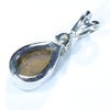 Australian Boulder Opal and Diamond Silver Pendant with Silver Chain (9.5mm x 6mm)  Code - FF196