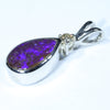 Sterling Silver - Solid Queensland Boulder Opal - Natural Diamond