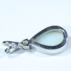 Lightning Ridge Solid Opal and Diamond Silver Pendant with Silver Chain (11mm x 7mm) Code - FF211