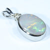 Lightning Ridge Solid Dark Opal and Diamond Silver Pendant with Silver Chain (11mm x 8mm) Code - FF207