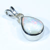 Lightning Ridge Solid White Opal and Diamond Silver Pendant with Silver Chain (9.5mm x 7mm) Code - FF220