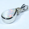 Lightning Ridge Solid White Opal and Diamond Silver Pendant with Silver Chain (9.5mm x 7mm) Code - FF220