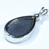 Australian Black Opal and Diamond Silver Pendant with Silver Chain (17.5mm x 11mm)  Code - FF221
