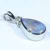 Australian Crystal Opal and Diamond Silver Pendant with Silver Chain (10mm x 6.5mm)  Code - FF222