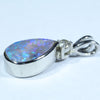 Australian Crystal Opal and Diamond Silver Pendant with Silver Chain (10mm x 6.5mm)  Code - FF222