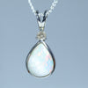 Natural Australian Lighting Ridge White Opal Silver and Diamond Pendant