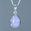 Natural Australian Lighting Ridge Crystal Opal Silver and Diamond Pendant
