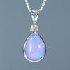 Natural Australian Lighting Ridge Crystal Opal Silver and Diamond Pendant