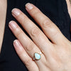 Natural Australian Solid White Opal and Diamond Gold Ring - Size 7.5 US Code - EM169