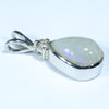 Australian Solid Opal and Diamond Silver Pendant with Silver Chain (10mm x 6.5mm) Code - FF201