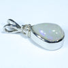 Australian Solid Opal and Diamond Silver Pendant with Silver Chain (10mm x 6.5mm) Code - FF201
